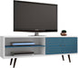 Manhattan Comfort Liberty Mid Century Modern TV Stand for Televisions up to 60 Inches, Bedroom and Living Room Entertainment Center with Storage, Shelves, and Cabinet, 63" Wide, White/Aqua