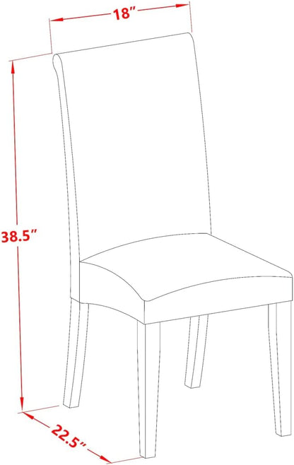 East West Furniture DLBA3-WHI-01 3 Piece Modern Dining Table Set Contains a Round Wooden Table with Dropleaf and 2 Cream Linen Fabric Upholstered Parson Chairs, 42x42 Inch, Linen White