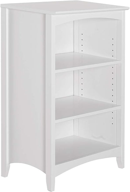 Shaker Style 3 Shelf Bookcase / Solid Wood / 36" High / Adjustable Shelving / Closed Back / Display Bookshelf for Living Room, Bedroom, Home and Office, White