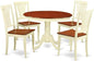 East West Furniture HLAV5-BMK-W 5 Piece Kitchen Table Set for 4 Includes a Round Dining Table with Pedestal and 4 Dining Room Chairs, 42x42 Inch, Buttermilk & Cherry