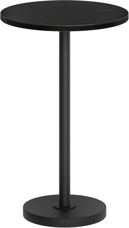 Round Side Table, Drink End Table for Small Spaces, Pedestal Style Martini Side Table in Living Room, Bedroom, Dormitory, Black ET30BB
