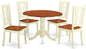 East West Furniture DLNI5-BMK-W 5 Piece Dinette Set for 4 Includes a Round Dining Room Table with Dropleaf and 4 Dining Chairs, 42x42 Inch, Buttermilk & Cherry
