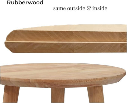 WoodShine Side Table Small Round Solid Wood Sofa End Tables Accent Nesting Coffee Table Natural(H:14.37inch)