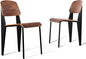 LOKKHAN Dining Chairs, Vintage Wood Metal Home Kitchen Breakfast Cafe Chairs, Backrest Stool, Study Chair, Modern Commercial Conference Restaurant Chairs, Walnut Seat-2-Pcs Set