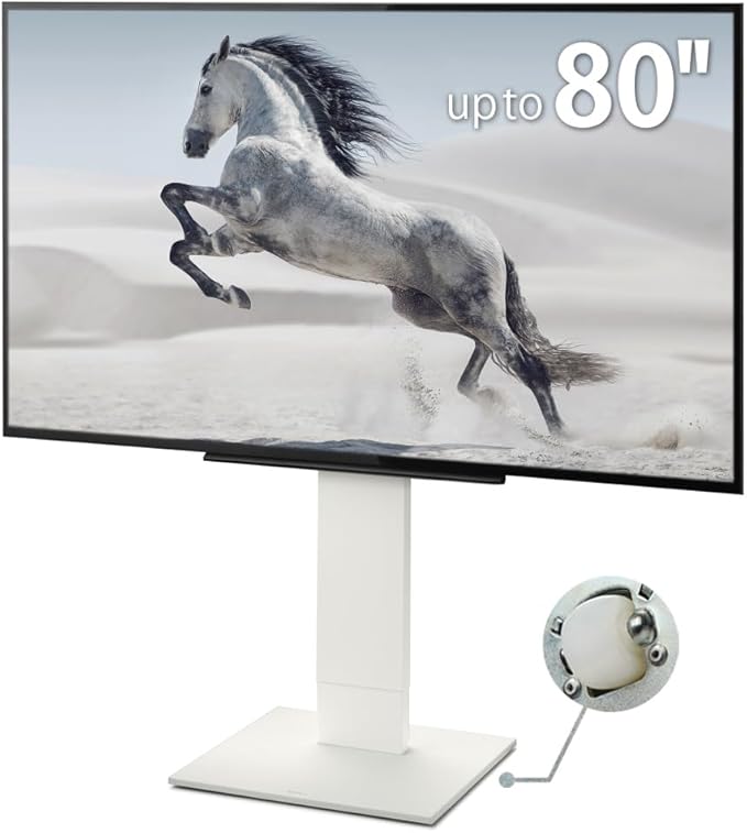 WALL V5 Low Type | Minimalist Rolling TV Stand for 32–80 Inch | Satin White | Portable, Space Saving, Height Adjustable, No Drill | for Living Room and Bedroom | Japan-Engineered Design
