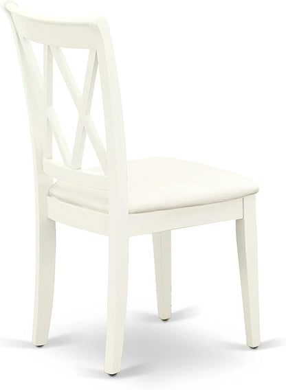 East West Furniture DOCL6-LWH-C 6 Piece Modern Dining Table Set Contains a Rectangle Wooden Table with Butterfly Leaf and 4 Linen Fabric Dining Chairs with a Bench, 42x78 Inch, Linen White