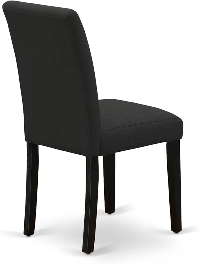 East West Furniture V677AB624-7 7 Piece Dinette Set Consist of a Rectangle Dining Room Table with V-Legs and 6 Black Color Linen Fabric Upholstered Chairs, 40x72 Inch, Multi-Color