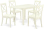 East West Furniture NDBO5-LWH-LC 5 Piece Dinette Set for 4 Includes a Rectangle Dining Room Table with Dropleaf and 4 Faux Leather Kitchen Dining Chairs, 30x48 Inch, Linen White
