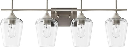 VONLUCE Bathroom Vanity Light, 4 Light Bathroom Light Fixture Over Mirror, Bathroom Wall Lamp with Clear Glass, Modern Brushed Nickel Vanity Lighting fixtures for Bathroom, Bedroom, Hallway
