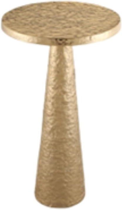 OBJET D'ART Small Round Gold End Tables, Set of 2, Esther, 21" Height, Vintage Metal Accent, Side, Pedestal, Coctail and Drink Tables for Living Room and Small Spaces