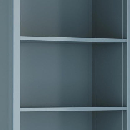 SIMPLIHOME Amherst Bookcase - 70 inch Tall 5-Shelf Solid Wood Bookshelf in French Blue, Transitional Storage for Living Room, Study Room or Office with Adjustable Shelves and Tapered Legs