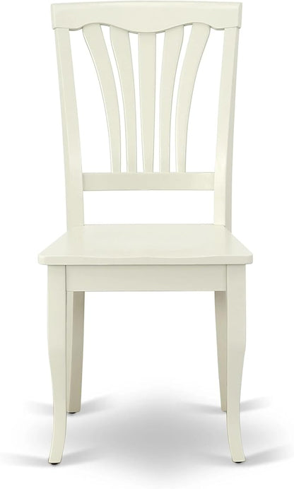 East West Furniture ANAV5-LWH-W 5 Piece Dining Room Table Set Includes a Round Kitchen Table with Pedestal and 4 Dining Chairs, 36x36 Inch, Linen White