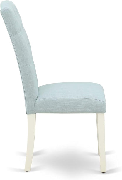 East West Furniture V077CE215-6 6 Piece Modern Dining Table Set Contains a Rectangle Wooden Table and 4 Baby Blue Linen Fabric Upholstered Chairs with a Bench, 40x72 Inch, Multi-Color