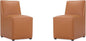 Manhattan Comfort Anna Square Modern Dining Chair with Head to Toe Faux Leather Upholstery and Plastic Foot Padding, Luxury Accent Furniture, Set of 2, Saddle