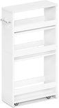 MARTY White Slim Storage Cart with Wheels, 4 Tier Rolling Utility Cart with Handle Slide Out Shelving Unit Organizer Trolley for Laundry Kitchen Bathroom Narrow Places Small Corner