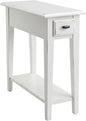 Haven Ridge Narrow End Table, Solid Wood Side Table with Drawer and Shelf, Farmhouse White, Perfect for Living Rooms, Bedrooms, and Small Spaces – Leick Home, 214361