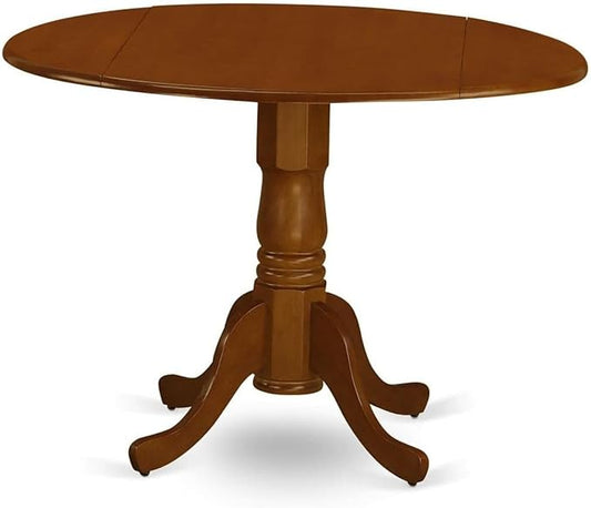East West Furniture DLPF3-BCH-C 3 Piece Dining Set Contains a Round Dining Room Table with Dropleaf and 2 Linen Fabric Upholstered Kitchen Chairs, 42x42 Inch, Black & Cherry