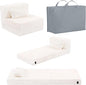 Folding Sofa Bed Beige Floor Mattress for Kids with Pillow, Toddler Washable Folded Floor Nap Mat Futon, Child Fold Up Sofa Folding Chair Bed with Storage Bag for Girls and Boys