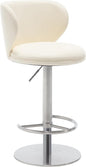 Bar Stools Adjustable Stainless Steel Swivel Barstool with Back and Footrest Leather Upholstered Bar Chairs for Home,Kitchen,Bar, Counter (Beige, 1pc)
