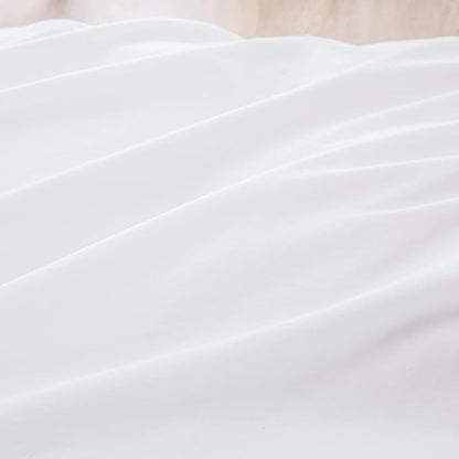 BESTOUCH Duvet Cover Set 100% Washed Cotton Linen Feel Super Soft Comfortable Chic Lightweight 3 PCs Home Bedding Set Solid Bright White Oversized Full