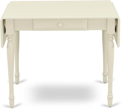 East West Furniture MZDA5-LWH-W 5 Piece Dining Table Set for 4 Includes a Rectangle Kitchen Table with Dropleaf and 4 Dining Room Chairs, 36x54 Inch, Linen White