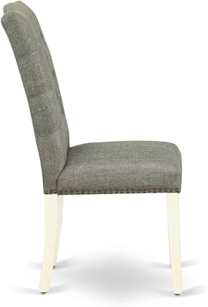 East West Furniture V077EL207-6 6 Piece Dining Set Contains a Rectangle Dining Room Table with V-Legs and 4 Gray Linen Fabric Parson Chairs with a Bench, 40x72 Inch, Multi-Color