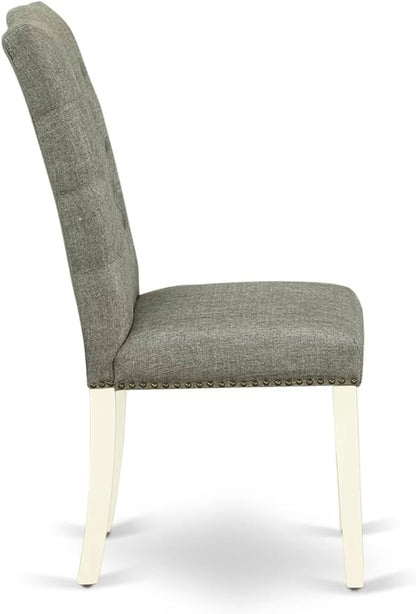 East West Furniture V027EL207-6 6 Piece Modern Dining Table Set Contains a Rectangle Wooden Table with V-Legs and 4 Gray Linen Fabric Parson Chairs with a Bench, 40x72 Inch, Multi-Color