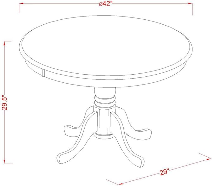 East West Furniture HLWE3-LWH-W 3 Piece Dinette Set for Small Spaces Contains a Round Dining Table with Pedestal and 2 Kitchen Dining Chairs, 42x42 Inch, Linen White