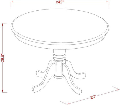East West Furniture HLWE3-LWH-W 3 Piece Dinette Set for Small Spaces Contains a Round Dining Table with Pedestal and 2 Kitchen Dining Chairs, 42x42 Inch, Linen White
