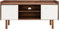 SAFAVIEH Diara TV Stand for up to 55" Flatscreen – Walnut & White, 2 Doors with Interior Storage, 2 Open Shelves, Entertainment Media Console (MED9603A)
