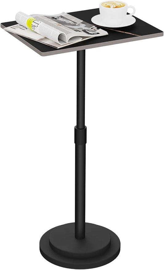 Small Side Table, Height Adjustable Nightstand, Square Indoor Metal Plant Stand, for Living Room, Bedroom, Office, Bathroom, 1 Pack, Black, GBZ001RB-1