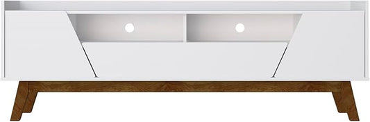 Manhattan Comfort Marcus Mid Century Modern 70 Inch TV Stand with Drawers, Cable Management, 4 Shelves and Soft Close Doors, Entertainment Center and Media Console for Living Room, White