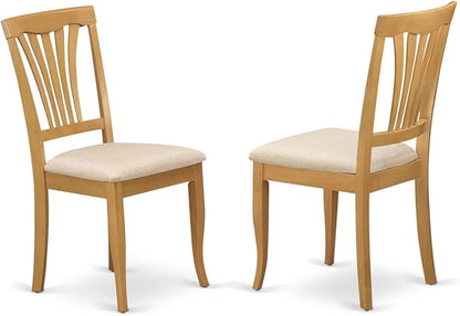 East West Furniture ANAV5-OAK-C 5 Piece Kitchen Table Set for 4 Includes a Round Dining Table with Pedestal and 4 Linen Fabric Dining Room Chairs, 36x36 Inch, Oak