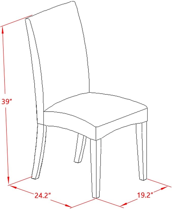 East West Furniture V697DR124-7 7 Piece Modern Dining Table Set Consist of a Rectangle Wooden Table with V-Legs and 6 Black Color Linen Fabric Parsons Dining Chairs, 40x72 Inch, Multi-Color