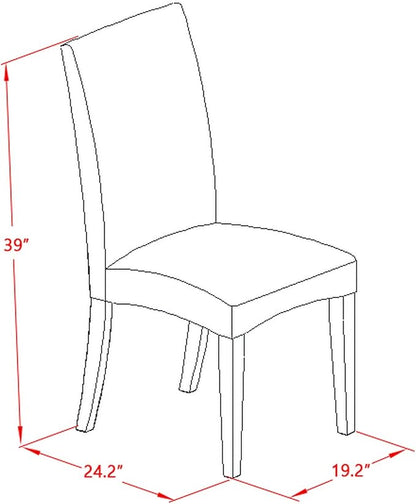 East West Furniture V697DR124-7 7 Piece Modern Dining Table Set Consist of a Rectangle Wooden Table with V-Legs and 6 Black Color Linen Fabric Parsons Dining Chairs, 40x72 Inch, Multi-Color
