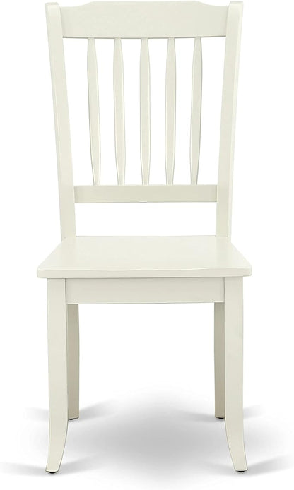 East West Furniture SUDA5-LWH-W 5 Piece Dining Room Furniture Set Includes a Round Kitchen Table with Dropleaf & Shelves and 4 Dining Chairs, 42x42 Inch, Linen White