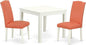 East West Furniture OXEN3-LWH-78 3 Piece Dinette Set for Small Spaces Contains a Square Dining Table and 2 Pink Flamingo Faux Leather Parson Dining Room Chairs, 36x36 Inch, Linen White