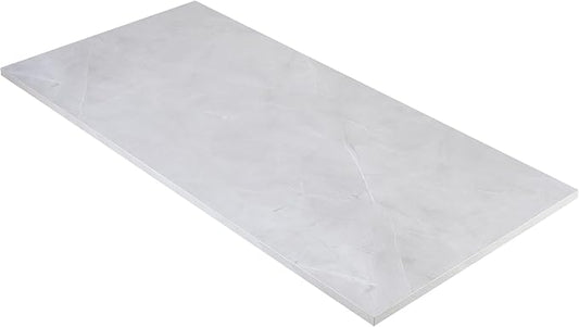 Kaboon Universal Tabletop 59.1"x23.62", Solid One-Piece Melamine Table Top, Double Desk L-Desk DIY, Home and Office Countertop, White Rock