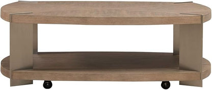Liberty Furniture Harlow Living Room Opt 3 Piece Set - Oval Cocktail Table, 2 End Tables - Sandstone & Satin Nickel