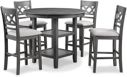 New Classic Furniture Cori 5-Piece Counter Dining Table Set, Gray