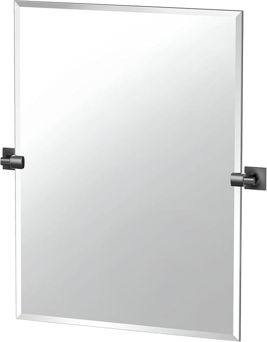 Gatco 5589MXS Waterline Frameless Rectangle Mirror, 31.5 Inch, Matte Black