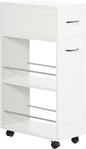 HOMCOM 3- Tier Slim Storage Cart, Rolling Narrow Kitchen Cart on Wheels for Small Place, Slide Out Side Utility Cart for Bathroom, Laundry
