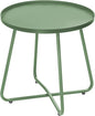 Dia.17.7ins Steel Round Coffee Table, Steel Tray Table, Side Table, Outdoor and Indoor Use, Weather Resisitant, Patio, Balcony, Garden, Backyard (Green)
