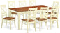 East West Furniture QUIN9-WHI-W 9 Piece Dining Table Set Includes a Rectangle Dinner Table with Butterfly Leaf and 8 Dining Room Chairs, 40x78 Inch, Buttermilk & Cherry
