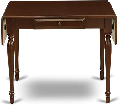 East West Furniture MZCL3-MAH-C 3 Piece Dining Table Set for Small Spaces Contains a Rectangle Dining Room Table with Dropleaf and 2 Linen Fabric Upholstered Chairs, 36x54 Inch, Mahogany