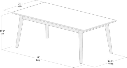 Plank+Beam 48 Inch Mid Century Modern Coffee Table, Wood Coffee Tables for Living Room, Rectangular Center Table, Occasional Table for Small Spaces, Walnut