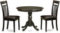 East West Furniture ANCA3-CAP-LC 3 Piece Dining Room Table Set Contains a Round Wooden Table with Pedestal and 2 Faux Leather Kitchen Dining Chairs, 36x36 Inch, Cappuccino