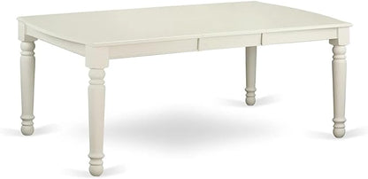East West Furniture LGDA9-LWH-12 9 Piece Dining Table Set Contains a Rectangle Kitchen Table with Butterfly Leaf and 8 Polyester Fabric Chairs, linen white