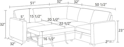 L Shaped Sectional Couch with Pull Out Bed, Convertible Sleeper Sofa Bed Couch with Storage, Modern Modular L Shaped Sofa for Living Room, Bedroom, Apartment, Grey