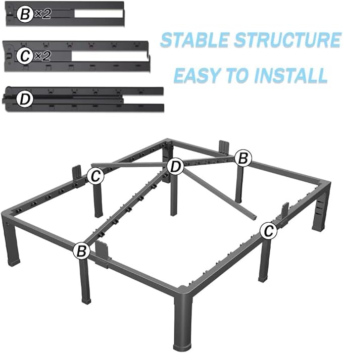 FUIOBYVV 18 Inch King Bed Frame with Rounded Corner and Headboard Hole Mattress Retainers 3500 LBS Metal Heavy Duty Steel Slats Support No Box Spring Needed Platform Noise Free Easy Assembly